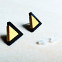 Orecchini Triangoli nero e oro, orecchini a lobo, orecchini in legno, orcchini minimalisti
