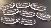 Lotto etichette Fatto a mano con amore in plexiglass trasparente