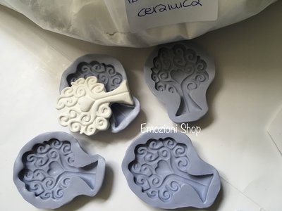 Stampi albero della vita 4 pezzi+polvere di ceramica:kit creativo