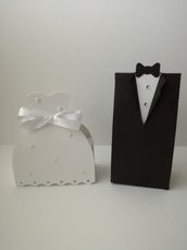 2 scatoline porta confetti sacchetto sposi matrimonio nozze sposa sposo brillantini
