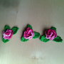 set tre applicazioni a uncinetto rose patch decorazioni abiti bambina toppe fatte a mano  