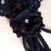 Scaldacollo nero uncinetto collana in lana con fiori e strass - gioiello fatto a mano - scaldacollo elegante idea regalo 