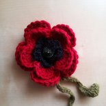 Spilla A Fiore Camelia Rossa Fatta A Mano - Nuova, In Tessuto E Metallo, Spilla Elegante - Foto 5