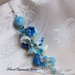 Orecchini con perle e fiori azzurri in pasta di mais, cristalli azzurri