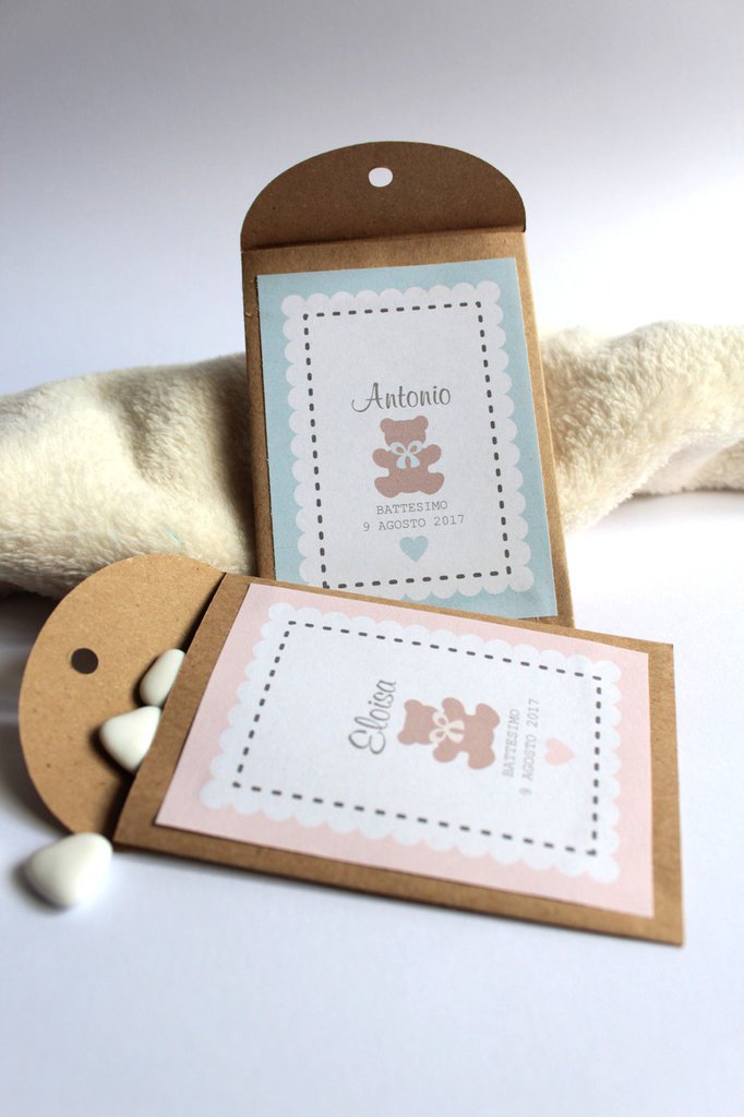 bustine porta confetti in carta craft per battesimo e sweet tables