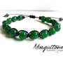 Bracciale stile shamballa in agata e cordino in macramè tibet mala artigianale Verde