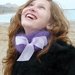 Violet knitted scarf with organza bow