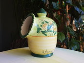 Portasale saliera in ceramica siciliana decorata a mano. Le ceramiche di Ketty Messina.