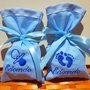 Stock 25 sacchetti portacofetti azzurri ricamati nome bimbo + piccolo ricamo