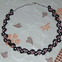 collana chiacchierino pizzo nero con perle rosa