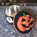 Scatola rivestita di feltro, decorata con fantasmi e zucca per Halloween