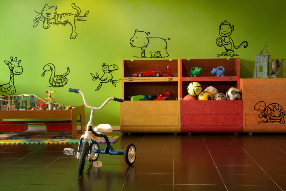 Adesivi murali per bambini, decorazione per la cameretta dei bambini, adesivi murali per bambini, motivo: animali attendibili della giungla – Adesivo da parete per bambini, 60 x 80 cm