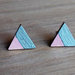 Orecchini Triangoli rosa cipria e argento, orecchini a lobo, orecchini in legno, orecchini geometrici, orecchini minimalisti, orecchini astratti