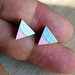 Orecchini Triangoli rosa cipria e argento, orecchini a lobo, orecchini in legno, orecchini geometrici, orecchini minimalisti, orecchini astratti
