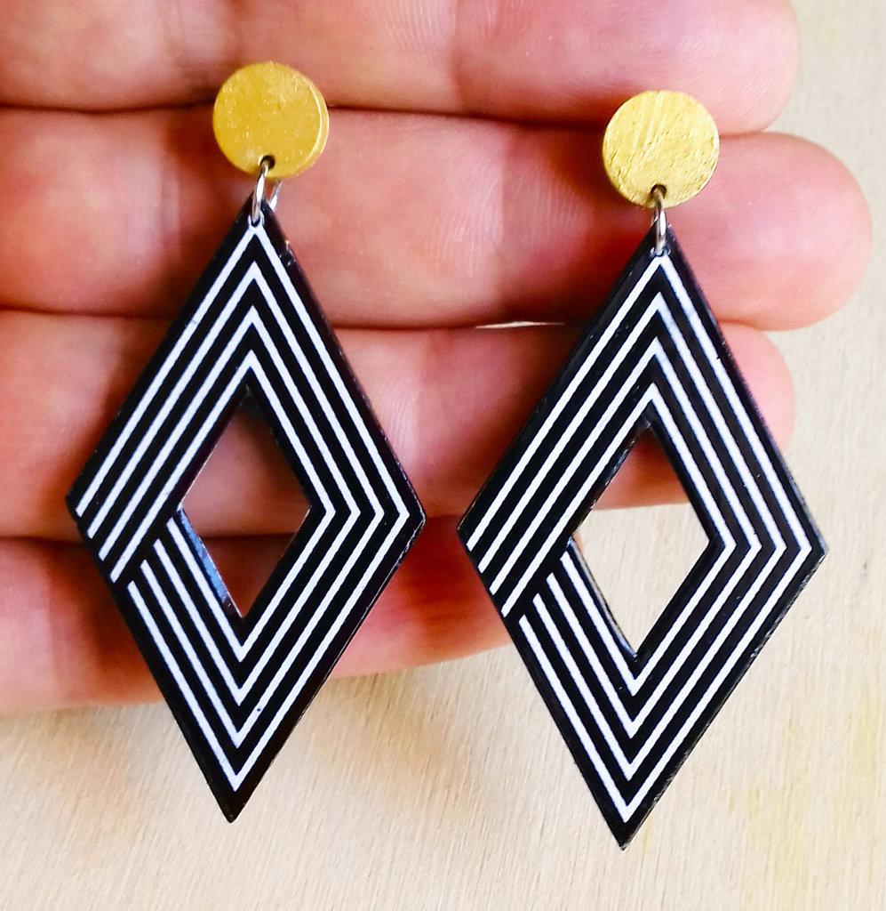 Orecchini A Clip Vintage Bohémien In Legno E Pelle – 2 Opzioni Per Orecchie Forate E Non Forate, Geometrici, Floreali, Regalo Per Donna, Nero