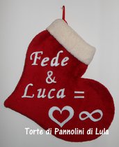 Calza Natale Epifania- Cuore gigante personalizzato - Idea regalo romantica ed originale per innamorati, fidanzati