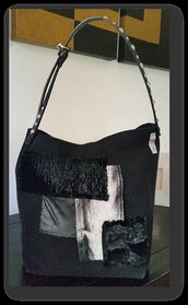 borsa "Tote Bag" con applicazione pelliccia e pelle sintetica