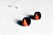 Orecchini Bottoni neri e rame - Orecchini a perno - Orecchini a lobo - orecchini minimalisti - orecchini in legno