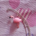 Collana Con Ciondolo Fenicottero In Acciaio Inox, Placcato Oro 18k, Catena 50 Cm + Estensione, Gioiello Simpatico Per Donna