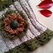 scaldacollo lana ai ferri donna con fiore e bordi pizzo a uncinetto colore beige verde oliva tortora - collo in lana 