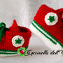 SCARPETTE NEONATO A UNCINETTO 0-3 mesi CONVERSE ALL STAR ROSSE e VERDE