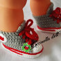 SCARPETTE NEONATO A UNCINETTO 0-3 mesi CONVERSE ALL STAR GRIGIO e ROSSO