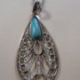 collana pendente forma di goccia in argento con pietra turchese