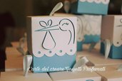 Scatola scatole bomboniera CICOGNA (0,80pz)sacchetto porta-confetti nascita